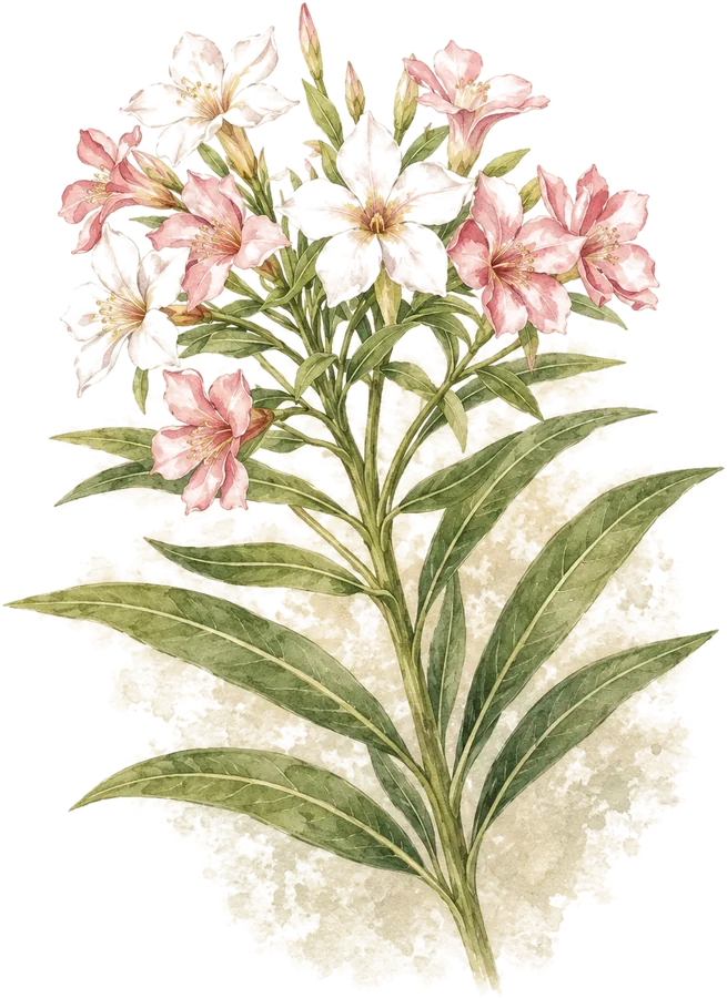 Watercolor botanical: Oleander