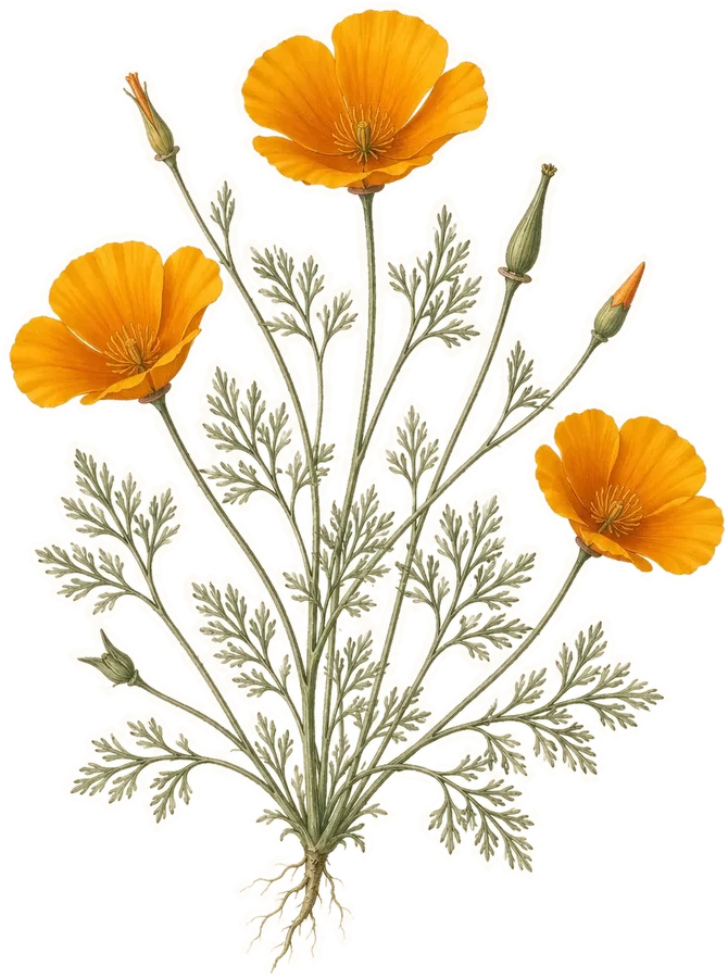 Watercolor botanical: California poppy