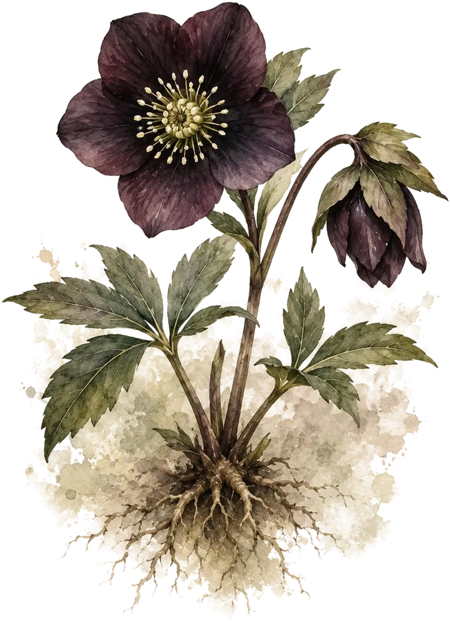 Watercolor botanical: Hellebore